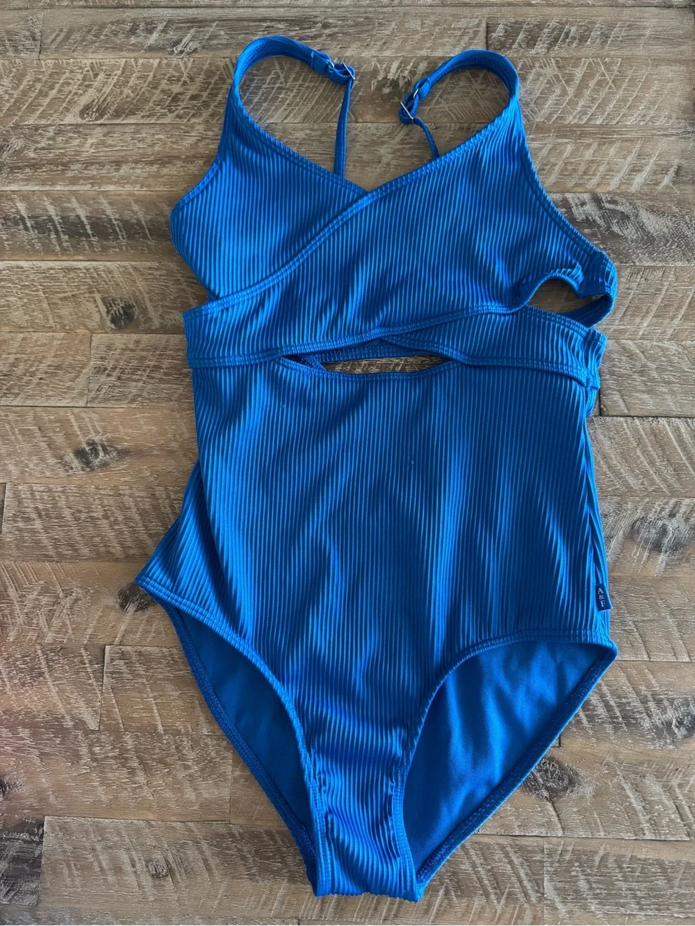 Abercrombie Kids - Blue Ribbed One-Piece Swimsuit with Cutout